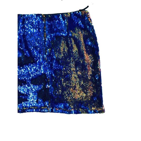 Halter Top Mini Blue & Orange Sequin Skirt Set sz m - Picture 6 of 6